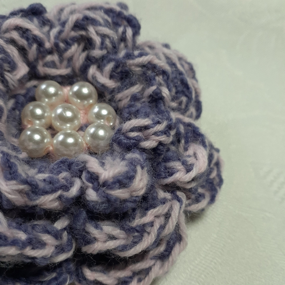 Crochet flower brooch